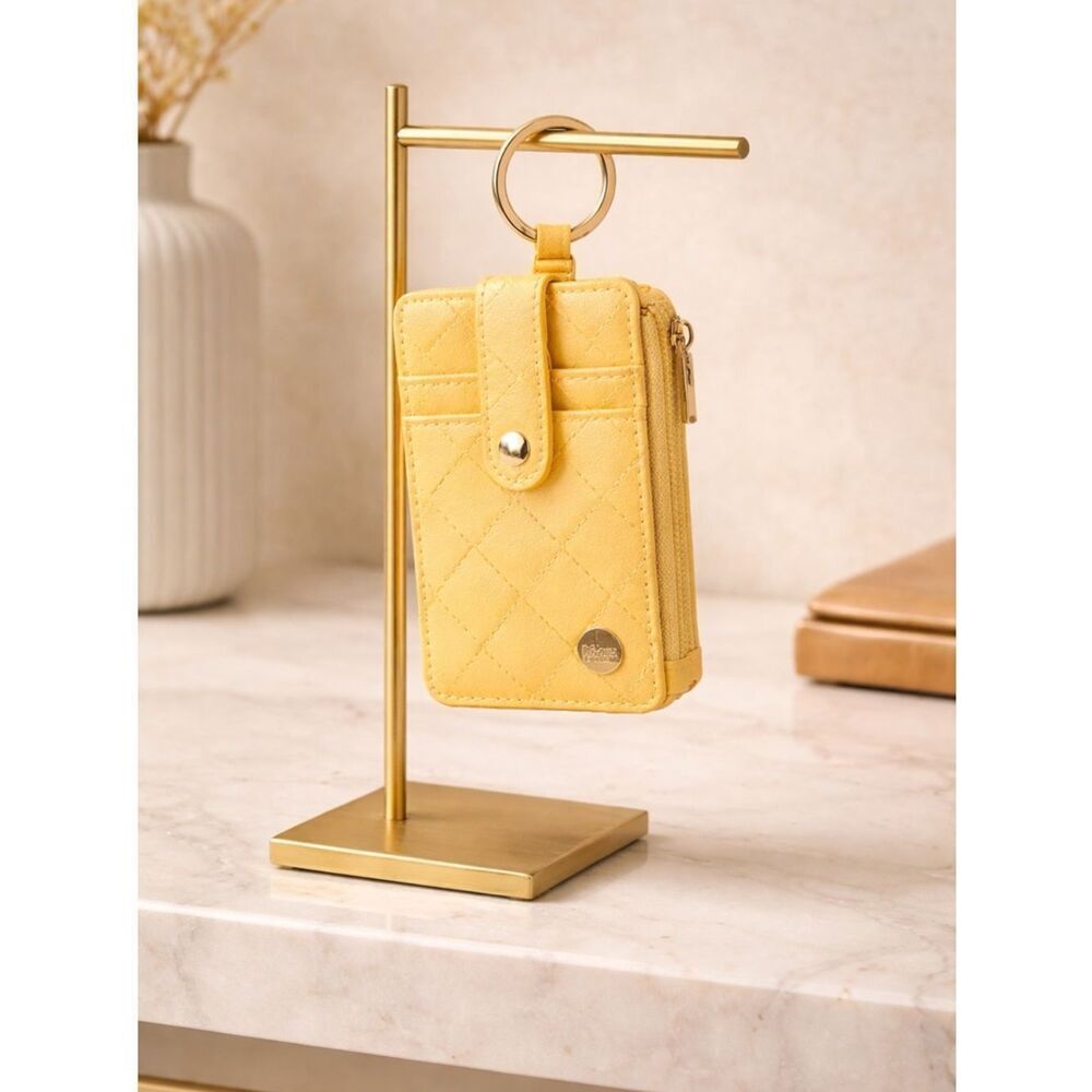 NWT The Darling Effect Woven Keychain Wallet Card Holder - Yellow Gold